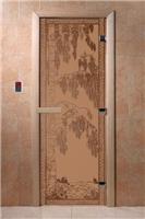 Дверь для сауны DoorWood (Дорвуд) 60x180 Основная серия Берёзка (бронза матовое) правая