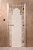 Дверь для сауны DoorWood (Дорвуд) 70x170 Основная серия Восточная арка (сатин) правая