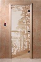 Дверь для сауны DoorWood (Дорвуд) 80x200 Основная серия Рассвет (сатин) правая
