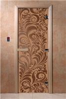 Дверь для сауны DoorWood (Дорвуд) 60x180 Основная серия Хохлома (бронза матовое) правая
