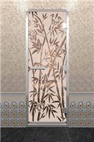 Дверь для турецкой бани DoorWood (Дорвуд) 80x190 Алюминиевый профиль Бронза матовое с рис. Бамбук и бабочки правая
