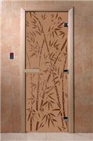 Дверь для сауны DoorWood (Дорвуд) 60x180 Основная серия Бамбук и бабочки (бронза матовое) левая