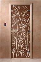 Дверь для сауны DoorWood (Дорвуд) 70x180 Основная серия Бамбук и бабочки (бронза) левая