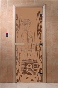 Дверь для сауны DoorWood (Дорвуд) 80x200 Основная серия Волшебный пар (бронза матовая) правая