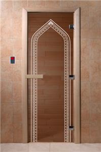 Дверь для сауны DoorWood (Дорвуд) 60x180 Основная серия Арка (бронза) правая