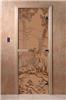 Дверь для сауны DoorWood (Дорвуд) 70x180 Основная серия Мишки в лесу (бронза матовое) правая