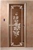 Дверь для сауны DoorWood (Дорвуд) 60x180 Основная серия Розы (бронза) правая