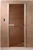 Дверь для сауны DoorWood (Дорвуд) 80x200 Основная серия Теплый день (бронза, хвоя) левая