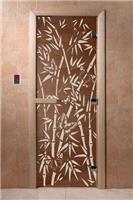 Дверь для сауны DoorWood (Дорвуд) 70x200 Основная серия Бамбук и бабочки (бронза) правая