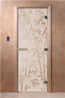 Дверь для сауны DoorWood (Дорвуд) 70x170 Основная серия Бамбук и бабочки (сатин) правая