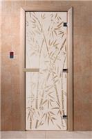 Дверь для сауны DoorWood (Дорвуд) 70x200 Основная серия Бамбук и бабочки (сатин) правая