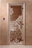 Дверь для сауны DoorWood (Дорвуд) 70x170 Основная серия Банька в лесу (бронза) правая