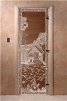 Дверь для сауны DoorWood (Дорвуд) 60x180 Основная серия Банька в лесу (бронза) правая