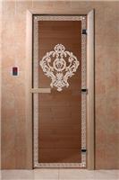Дверь для сауны DoorWood (Дорвуд) 80x200 Основная серия Версаче (бронза) правая