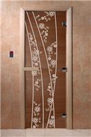 Дверь для сауны DoorWood (Дорвуд) 60x180 Основная серия Весна цветы (бронза) правая