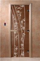 Дверь для сауны DoorWood (Дорвуд) 70x200 Основная серия Весна цветы (бронза) правая