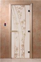Дверь для сауны DoorWood (Дорвуд) 70x170 Основная серия Весна цветы (сатин) правая