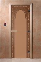 Дверь для сауны DoorWood (Дорвуд) 60x180 Основная серия Восточная арка (бронза матовое) правая