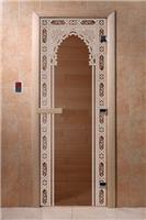 Дверь для сауны DoorWood (Дорвуд) 70x170 Основная серия Восточная арка (бронза) правая
