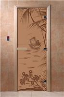 Дверь для сауны DoorWood (Дорвуд) 70x170 Основная серия Голубая лагуна (бронза матовая) правая
