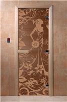 Дверь для сауны DoorWood (Дорвуд) 70x170 Основная серия Девушка в цветах (бронза матовая) правая