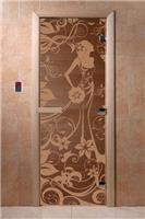 Дверь для сауны DoorWood (Дорвуд) 60x180 Основная серия Девушка в цветах (бронза матовое) правая