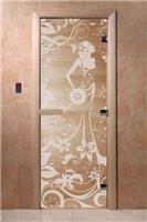 Дверь для сауны DoorWood (Дорвуд) 60x180 Основная серия Девушка в цветах (сатин) правая