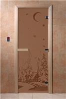 Дверь для сауны DoorWood (Дорвуд) 70x170 Основная серия Зима (бронза матовая) правая