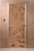 Дверь для сауны DoorWood (Дорвуд) 60x190 Основная серия Камышовый рай (бронза матовое) правая