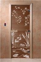 Дверь для сауны DoorWood (Дорвуд) 70x170 Основная серия Камышовый рай (бронза) правая