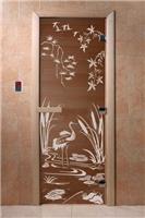 Дверь для сауны DoorWood (Дорвуд) 60x190 Основная серия Камышовый рай (бронза) правая