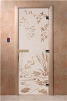 Дверь для сауны DoorWood (Дорвуд) 80x200 Основная серия Камышовый рай (сатин) правая