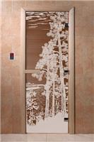 Дверь для сауны DoorWood (Дорвуд) 60x190 Основная серия Рассвет (бронза) правая