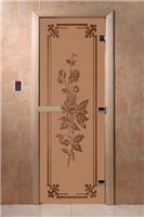 Дверь для сауны DoorWood (Дорвуд) 60x190 Основная серия Розы (бронза матовое) правая