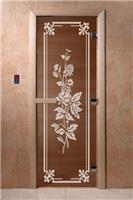 Дверь для сауны DoorWood (Дорвуд) 60x180 Основная серия Розы (бронза) правая