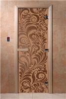 Дверь для сауны DoorWood (Дорвуд) 60x190 Основная серия Хохлома (бронза матовое) правая