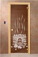 Дверь для сауны DoorWood (Дорвуд) 70x190 Классика Банька бронза, круглая ручка с защёлкой (хвоя) пра
