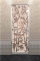 Дверь для турецкой бани DoorWood (Дорвуд) 70x200 Алюминиевый профиль Бронза матовое с рис. Бамбук и бабочки правая