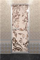 Дверь для турецкой бани DoorWood (Дорвуд) 70x200 Алюминиевый профиль Бронза матовое с рис. Венеция правая