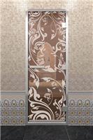 Дверь для турецкой бани DoorWood (Дорвуд) 70x200 Алюминиевый профиль Сатин с рис. Венеция правая