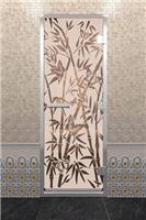 Дверь для турецкой бани DoorWood (Дорвуд) 80x200 Алюминиевый профиль Бронза матовое с рис. Бамбук и бабочки правая