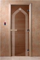 Дверь для сауны DoorWood (Дорвуд) 70x190 Основная серия Арка (бронза) 6мм, хвоя левая