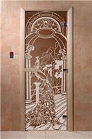 Дверь для сауны DoorWood (Дорвуд) 70x170 Основная серия Жар птица (бронза) правая