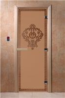 Дверь для сауны DoorWood (Дорвуд) 70x170 Основная серия Версаче (бронза матовая) левая