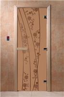 Дверь для сауны DoorWood (Дорвуд) 70x170 Основная серия Весна цветы (бронза матовая) левая