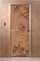 Дверь для сауны DoorWood (Дорвуд) 70x170 Основная серия Голубая лагуна (бронза матовая) левая
