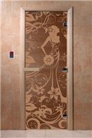 Дверь для сауны DoorWood (Дорвуд) 70x170 Основная серия Девушка в цветах (бронза) левая