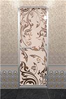 Дверь для турецкой бани DoorWood (Дорвуд) 70x200 Алюминиевый профиль Бронза матовое с рис. Венеция левая