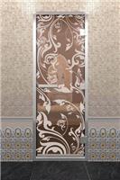 Дверь для турецкой бани DoorWood (Дорвуд) 90x200 Алюминиевый профиль Бронза с рис. Венеция левая