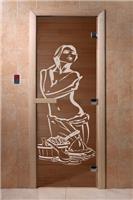 Дверь для сауны DoorWood (Дорвуд) 70x170 Основная серия Искушение (бронза) левая